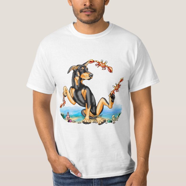 Black Doberman Pinscher Kinda Crabby Tee Shirts (Front)