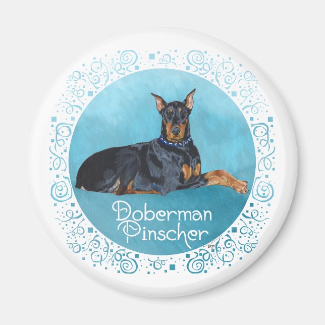 Black Doberman Pinscher Magnet (Front)