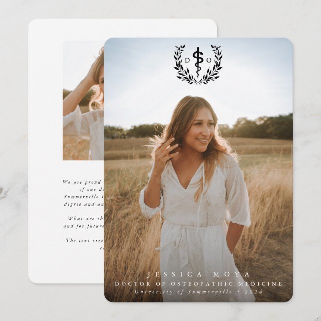 Black Doctor of Osteopathic Medicine Graduation Announcement (Front/Back)