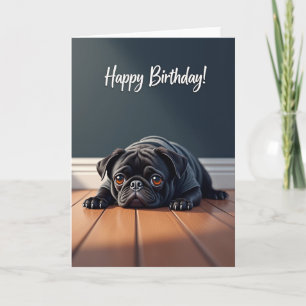 Black Dog Birthday Wish Card