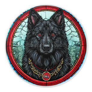 Black Dog Ceramic Cabinet Knob