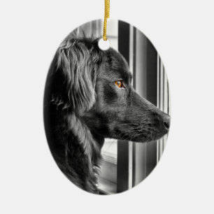 Black dog ceramic tree decoration