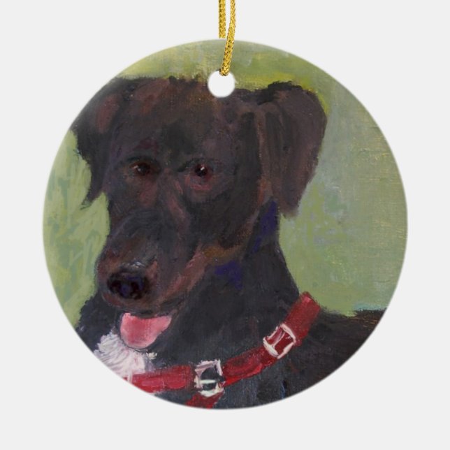 Black Dog Christmas Ornament (Front)