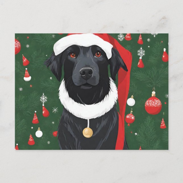 Black Dog Christmas Postcard Holiday  (Front)