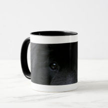 Black dog eyes coffee mug