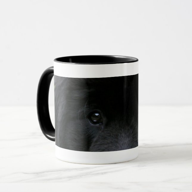 Black dog eyes coffee mug (Front Left)