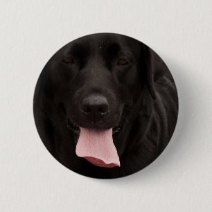 Black dog face 6 cm round badge