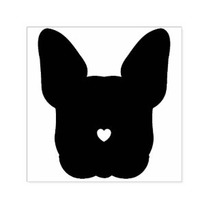 Black Dog Face French Bulldog Self-inking Stamp