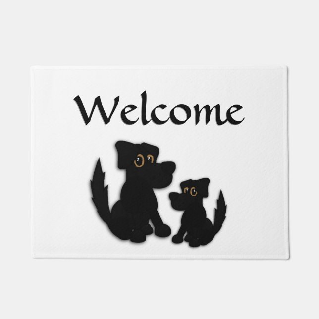 Black Dog Family Doormat (Front)