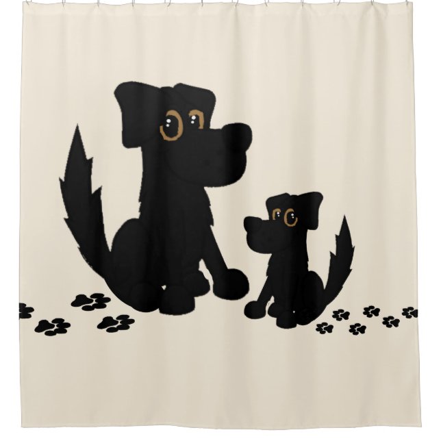 Black Dog Family Shower Curtain (Front)