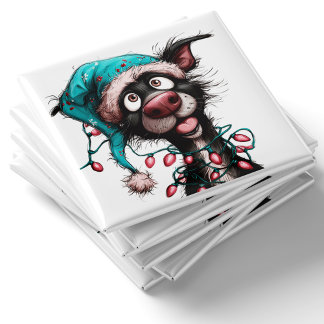 Black Dog Funny Christmas Magnet