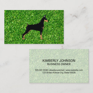 Black Dog   Green Grass Background Business Card