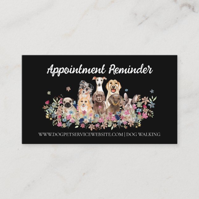 Black Dog Groomer PetCare Veterinarian Appointment Business Card (Front)