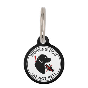 Black Dog Hanging Ears Working Dog Do Not Pet Tag