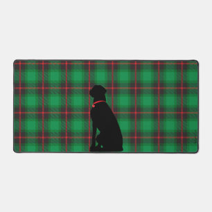 Black Dog Lab Green Scottish Pattern Desk Mat