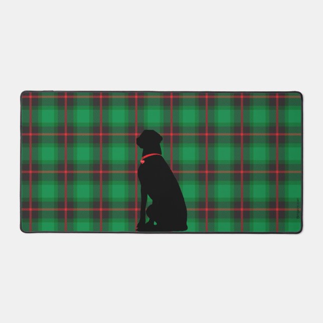 Black Dog Lab Green Scottish Pattern Desk Mat (Front)