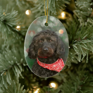 black dog labradoodle Christmas Ceramic Tree Decoration