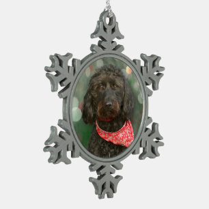 black dog labradoodle Christmas Snowflake Pewter Christmas Ornament
