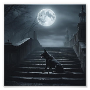 Black Dog of Whitby Running up the 199 Steps Photo Print