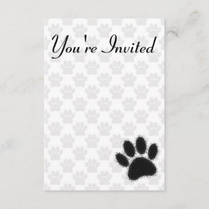 Black Dog Paw Drawing Invitation