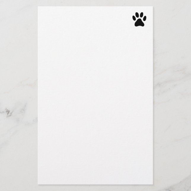 Black dog paw footprint silhouette custom writing stationery (Front)
