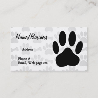 Black Dog Paw Print and Bones Custom Business Card