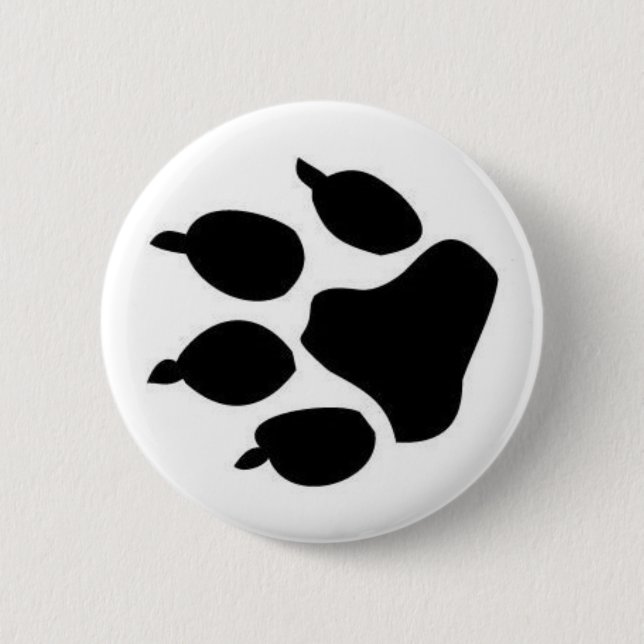 Black Dog Paw Print Button (Front)