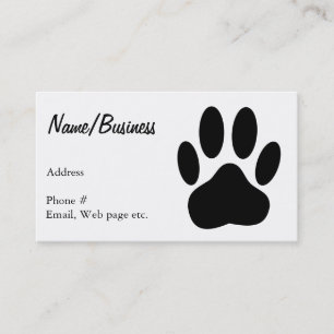 Black Dog Paw Print Custom Business Card
