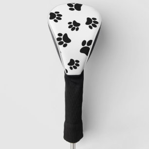 Black Dog Paw Print Pattern Golf Head Cover