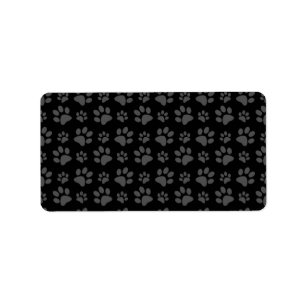 Black dog paw print pattern label