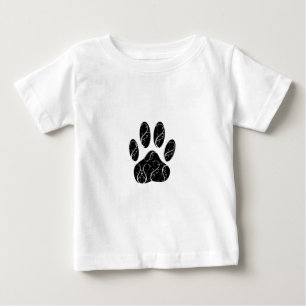 Black Dog Paw Print With White Flourishes Baby T-Shirt