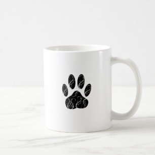 Black Dog Paw Print With White Flourishes Coffee Mug