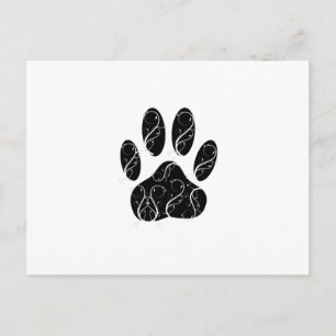 Black Dog Paw Print With White Flourishes Postcard