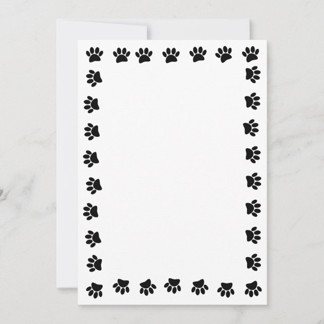 Black Dog Paw Prints Base For  Invitation (Front)