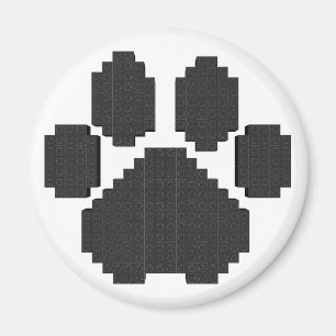 Black Dog Pawprint Building Blocks Magnet