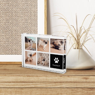 Black Dog Pawprint Collage Photo Block