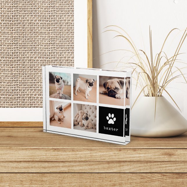 Black | Dog Pawprint Collage Photo Block (Creator Uploaded)
