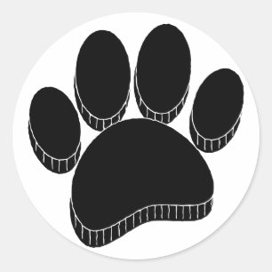Black Dog Pawprint Hand Drawn Custom Classic Round Sticker
