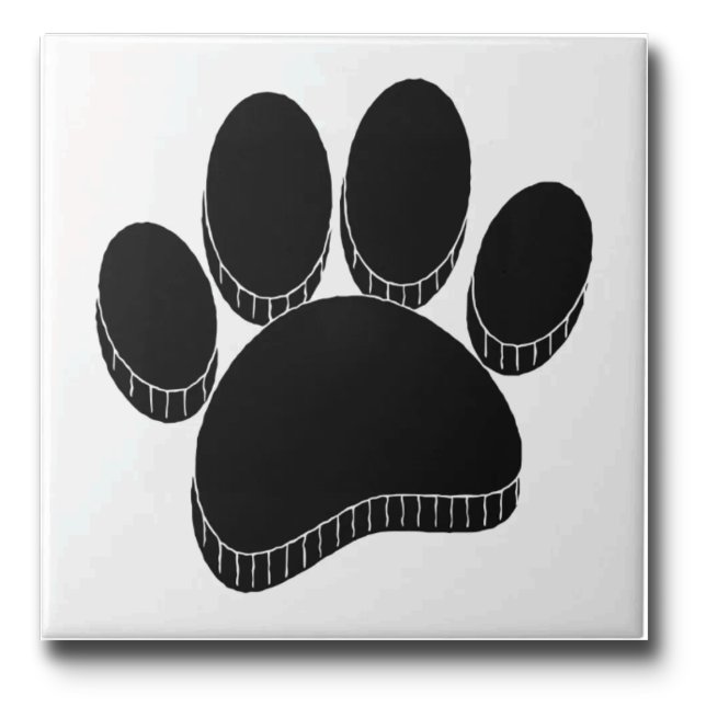 Black Dog Pawprint Hand Drawn Custom Tile (Creator Uploaded)