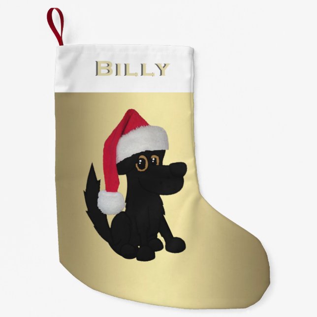 Black Dog Personalised Small Christmas Stocking (Front)