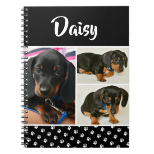 Black Dog Pet Lover Photo Collage Pawprint Notebook