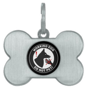 Black Dog Pricked Ears Working Dog Do Not Pet ID Tag