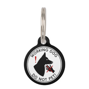 Black Dog Pricked Ears Working Dog Do Not Pet Tag