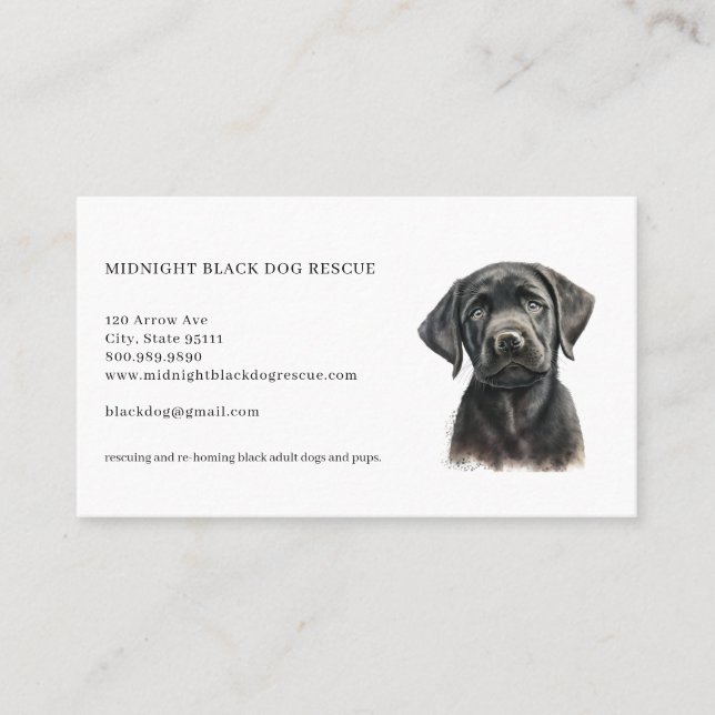 Black Dog Rescue Organisation Business Card (Front)