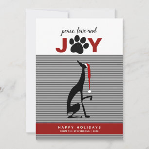Black Dog Santa Hat Joy  Holiday Card
