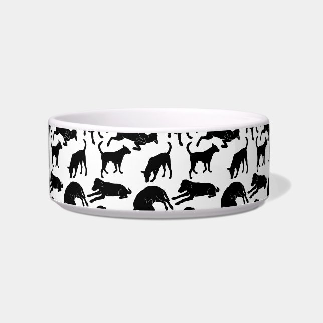 Black dog shadow stamp pattern bowl (Front)