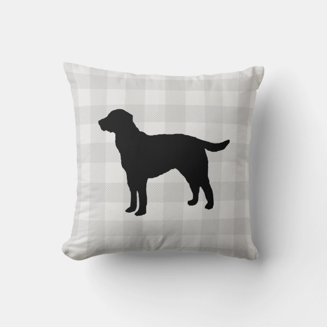 Black Dog Silhouette Halloween Fall Throw Pillow (Front)