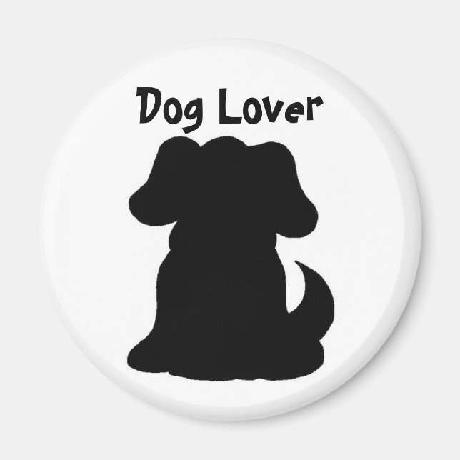 Black Dog Silhouette Magnet (Front)