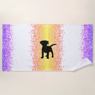 Black Dog Sparkle Beach Towel