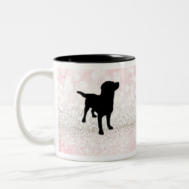 Black Dog Sparkle Two-Tone Coffee Mug (Left)